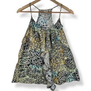 Daytrip Ruffle Abstract Tank Top Size Large Festival Edgy Boho Y2K Made in USA